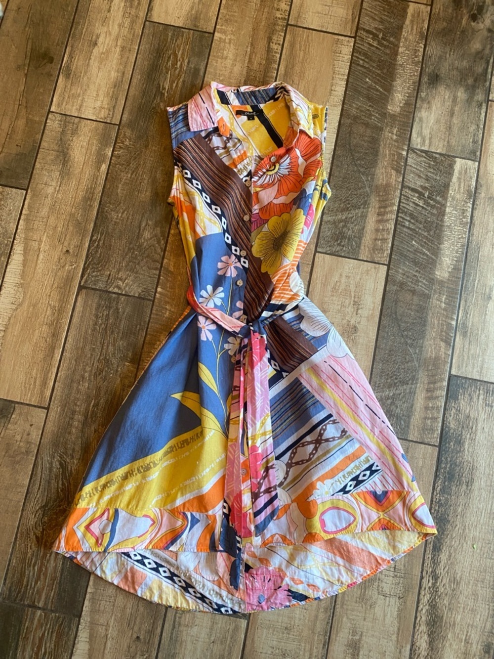 Charlie B Multicolor Floral & Geometric Sleeveless Midi Dress - Picture 6 of 13